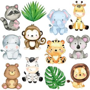 36 Pieces Safari Animals Cutouts Jungle Party Cut-Outs Safari Birthday Party Decorations Animals Cardboard Cutouts for Animal Theme Classroom Baby Shower Supplies