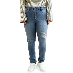 Womens Plus Size Ripped Skinny Jeans Stretchy High Waisted Ankle Jean