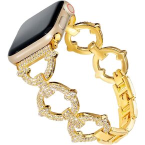 LETOID Band Compatible with Apple Watch Band 38mm 40mm 41mm 42mm 44mm 45mm 49mm, Jewelry Metal Strap with Bling Diamond Rhinestone Bracelet Wristband for iWatch Series 9 8 7 6 5 4 3 2 1 SE