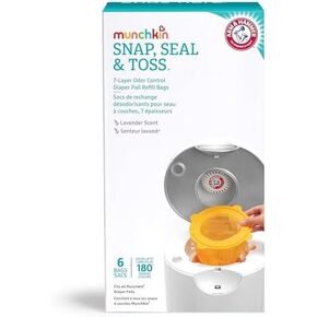 Nursery Fresh Refill compatible with Munchkin® Diaper Pails, 1088 Count (Pack of 4) & Munchkin® Arm & Hammer Diaper Pail Snap, Seal and Toss Refill Bags, 6 Count