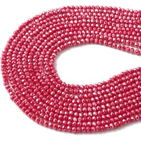 UR URLIFEHALL 650 Pcs 8mm AB Color Briolette Faceted Rondelle Crystal Glass Beads Orange Red Electroplate Glass Beads Strands for Necklace Earrings
