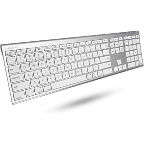 Macally Wireless Bluetooth Keyboard for Mac - Compatible Apple Keyboard Wireless for Mac iOS PC Android - Switch Between 3 Devices with Multi Device Mac Bluetooth Keyboard for MacBook Pro/Air, iMac