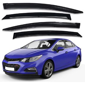 Lightronic WV94712 Outside-Mount Side Window Visor Deflector Rain Guard, Dark Smoke, 4-Pieces Set, Fits 2016-2019 Chevrolet Cruze Hatchback & Sedan (EXCLUDES 2016 Cruze Limited Model)