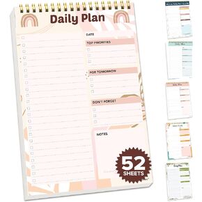 To Do Pad - 52 Easy Tear-Off Sheets Daily To Do List Notepad To Do List Pad, 6.5x10 Spring-Bound To Do Checklist Notepad, Desk Pad To Do Notepads, To Do List Planner Pad, Undated Daily Planner Pad