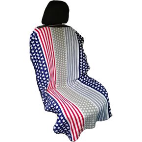 Removable Car Sweat Towel Front Seat Cover Machine Washable for Yoga Running Beach Swimming Boxing Workout Outdoor Sports(Star Stripe)
