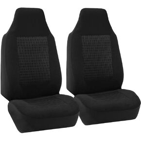 FH Group Front Set Cloth Car Seat Covers for Bucket Seats, 1-Piece Seat Cover, Universal Fit, Airbag Compatible, SUV, Van Seat Covers, Gray