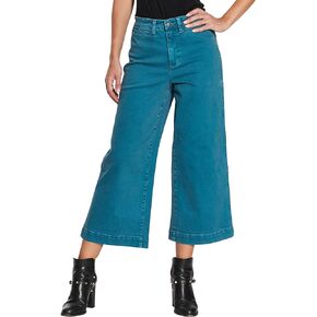 O A T NEW YORK Women's High Rise Clean Wide Leg Crop Pants, Comfortable & Stylish