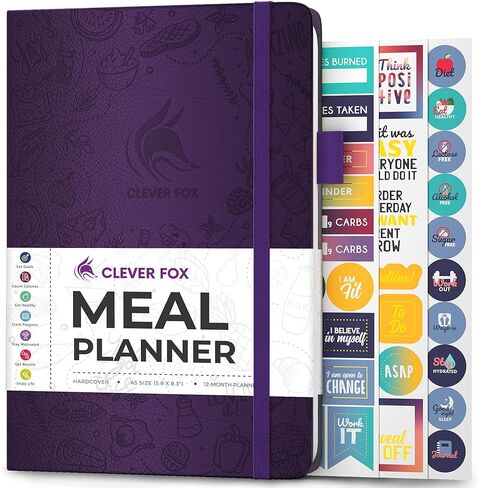 Clever Fox Weekly Meal Planner - Weekly & Daily Meal Prep Journal with Shopping and Grocery Lists for Menu Planning, Healthy Diet & Weight Loss Tracking, Lasts 1 Year, Undated, A5 - Rose Gold in Saudi Arabia