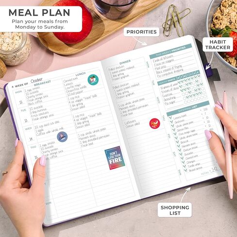 Clever Fox Weekly Meal Planner - Weekly & Daily Meal Prep Journal with Shopping and Grocery Lists for Menu Planning, Healthy Diet & Weight Loss Tracking, Lasts 1 Year, Undated, A5 - Rose Gold in Saudi Arabia
