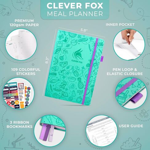 Clever Fox Weekly Meal Planner - Weekly & Daily Meal Prep Journal with Shopping and Grocery Lists for Menu Planning, Healthy Diet & Weight Loss Tracking, Lasts 1 Year, Undated, A5 - Rose Gold in Saudi Arabia
