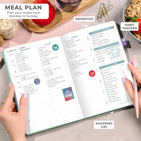 Clever Fox Weekly Meal Planner - Weekly & Daily Meal Prep Journal with Shopping and Grocery Lists for Menu Planning, Healthy Diet & Weight Loss Tracking, Lasts 1 Year, Undated, A5 - Rose Gold in Saudi Arabia