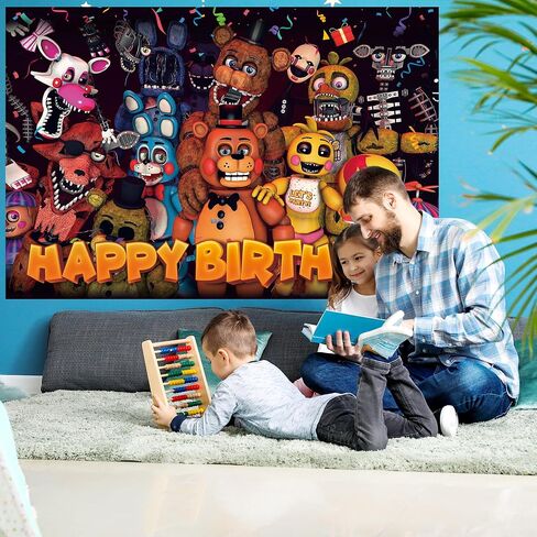Happy Birthday Backdrop for Kids - Anime Chidren Birthday Decorations Banner Photography Background for Kids Party Supplie 5X 3FT in Saudi Arabia