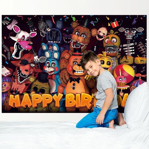 Happy Birthday Backdrop for Kids - Anime Chidren Birthday Decorations Banner Photography Background for Kids Party Supplie 5X 3FT in Saudi Arabia