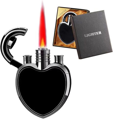 Jet Torch Lighter, Jet Red Flame Windproof Gas Lighter Butane Lighter Refillable Butane Gas, Creative Love Lock Lighter Ice Surface Design Gifts for Birthday,Valentine's Day,Festival,Lover(Blue Ice) in Saudi Arabia