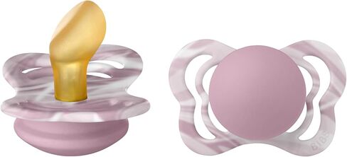 BIBS Couture Tie Dye Soother 2-Pack, BPA Free Dummy Pacifier, Orthodontic Nipple. Natural Rubber Latex, Made in Denmark. 0-6 Months (Pack of 2), Heather White in Saudi Arabia