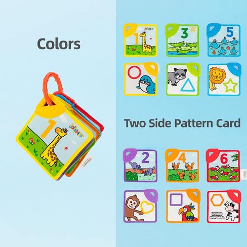 Jollybaby Newborn Sensory Teething Toy, Early Educational Bright Color High Contrast Teether Cloth Book, Clip-on Soft Fabric Flash Cards with Gift Package for 0 to 12 Months Travel Teething Relief in Saudi Arabia
