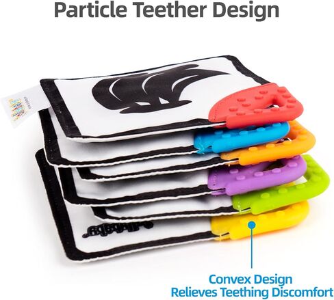 Jollybaby Newborn Sensory Teething Toy, Early Educational Bright Color High Contrast Teether Cloth Book, Clip-on Soft Fabric Flash Cards with Gift Package for 0 to 12 Months Travel Teething Relief in Kuwait