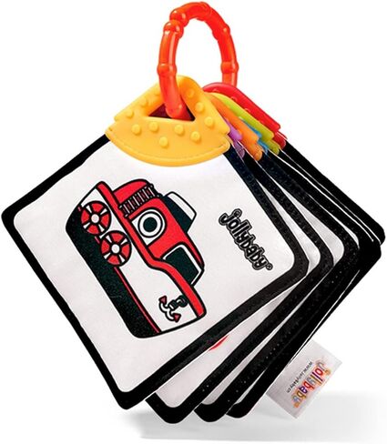 Jollybaby Newborn Sensory Teething Toy, Early Educational Bright Color High Contrast Teether Cloth Book, Clip-on Soft Fabric Flash Cards with Gift Package for 0 to 12 Months Travel Teething Relief in Saudi Arabia