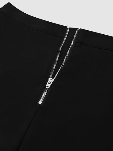 Flamingals Women's High Waist Wide Leg Pants Solid Zip Black Trousers for Women in Saudi Arabia
