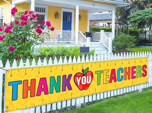 Thank You Teachers Fence Banner Teacher Appreciation Week Party School Classroom Photo Booth Backdrop Outdoor Decoration in Saudi Arabia
