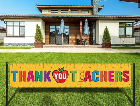 Thank You Teachers Fence Banner Teacher Appreciation Week Party School Classroom Photo Booth Backdrop Outdoor Decoration in Saudi Arabia