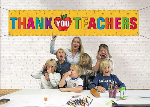 Thank You Teachers Fence Banner Teacher Appreciation Week Party School Classroom Photo Booth Backdrop Outdoor Decoration in Saudi Arabia