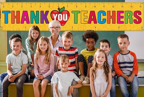 Thank You Teachers Fence Banner Teacher Appreciation Week Party School Classroom Photo Booth Backdrop Outdoor Decoration in Saudi Arabia