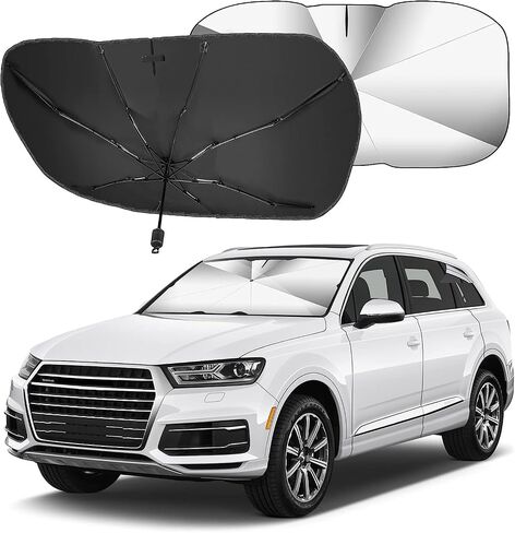 Car Windshield Sun Shade With 10 Shafts Car Sun Shade Windshield Car Front Windshield Sunshade Sun Shade UV Protector for Car Foldable Protector with 360° Rotation Soft Silicone Umbrella Handle in Saudi Arabia