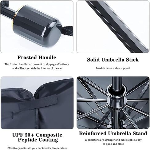 Car Windshield Sun Shade With 10 Shafts Car Sun Shade Windshield Car Front Windshield Sunshade Sun Shade UV Protector for Car Foldable Protector with 360° Rotation Soft Silicone Umbrella Handle in Saudi Arabia