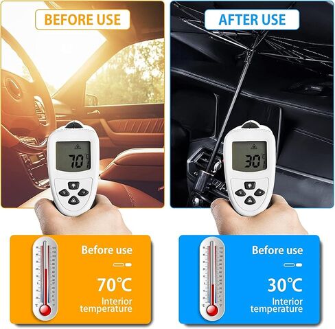 Car Windshield Sun Shade With 10 Shafts Car Sun Shade Windshield Car Front Windshield Sunshade Sun Shade UV Protector for Car Foldable Protector with 360° Rotation Soft Silicone Umbrella Handle in Saudi Arabia
