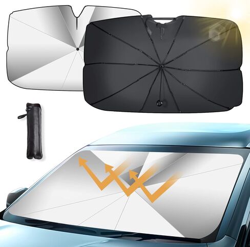 Car Windshield Sun Shade With 10 Shafts Car Sun Shade Windshield Car Front Windshield Sunshade Sun Shade UV Protector for Car Foldable Protector with 360° Rotation Soft Silicone Umbrella Handle in Saudi Arabia