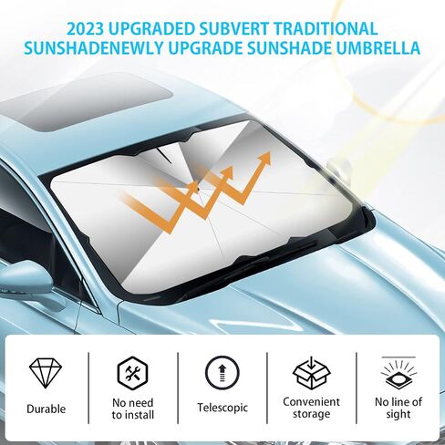 Car Windshield Sun Shade With 10 Shafts Car Sun Shade Windshield Car Front Windshield Sunshade Sun Shade UV Protector for Car Foldable Protector with 360° Rotation Soft Silicone Umbrella Handle in Saudi Arabia
