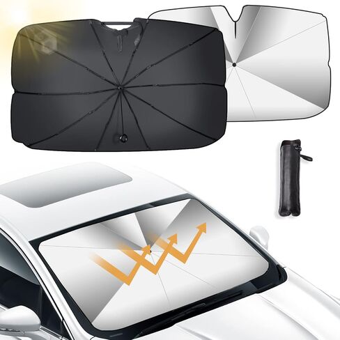 Car Windshield Sun Shade With 10 Shafts Car Sun Shade Windshield Car Front Windshield Sunshade Sun Shade UV Protector for Car Foldable Protector with 360° Rotation Soft Silicone Umbrella Handle in Saudi Arabia