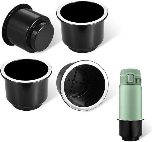 Pack-4 Car Cup Holder, Plastic Drink Holder, Waterproof Tea Cup Base Decoration, Cup Holder Inserts, Cup Coaster Replacement, Universal for Most Cars,Trucks, SUVs (Black) in Saudi Arabia
