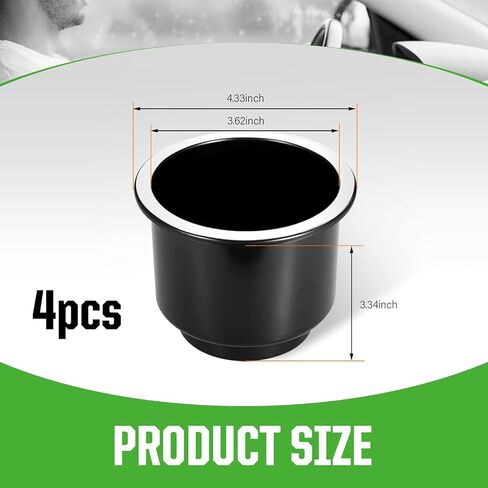 Pack-4 Car Cup Holder, Plastic Drink Holder, Waterproof Tea Cup Base Decoration, Cup Holder Inserts, Cup Coaster Replacement, Universal for Most Cars,Trucks, SUVs (Black) in Saudi Arabia