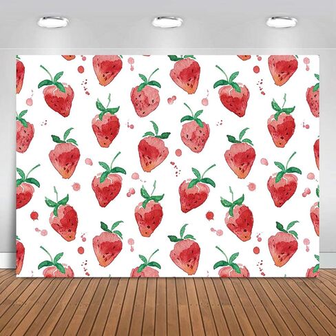 Red Strawberry Backdrops Supplies for Girls Birthday Party Cute Strawberry Photo Background Cake Table Decoration Strawberry Theme Party Decoration Inside or Outside 7x5ft in Saudi Arabia