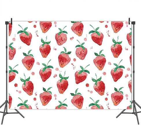 Red Strawberry Backdrops Supplies for Girls Birthday Party Cute Strawberry Photo Background Cake Table Decoration Strawberry Theme Party Decoration Inside or Outside 7x5ft in Saudi Arabia