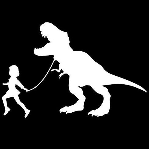 Girl Leading A T-Rex Dinosaur Vinyl Decal Sticker | Cars Trucks Vans SUVs Laptops Walls Windows Cups | White | 7 X 4.6 | KCD2149 in Saudi Arabia