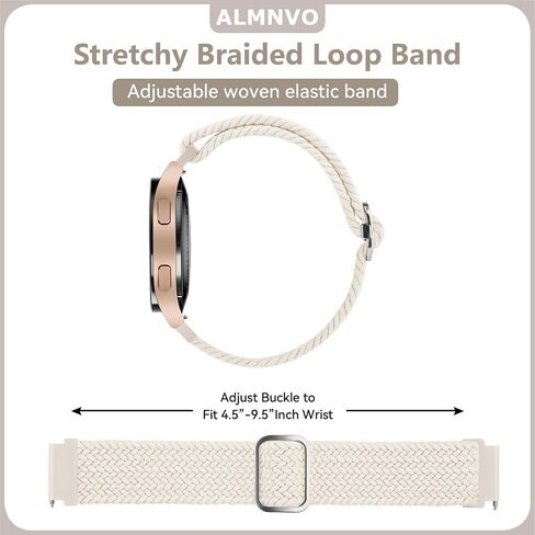 20mm Braided Nylon Adjustable Band for Samsung Galaxy Watch 5/4/6/active 2 40mm 44mm/Galaxy Watch 5 Pro 45mm/Watch 4 Classic 42mm 46mm/Galaxy Watch 6 Classic 43mm 47mm,6Pack Wristband Sport Strap for Women Men in Saudi Arabia