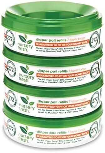 Nursery Fresh Refill compatible with Munchkin® Diaper Pails, 1088 Count (Pack of 4) & Munchkin® Arm & Hammer Diaper Pail Snap, Seal and Toss Refill Bags, 6 Count in Kuwait