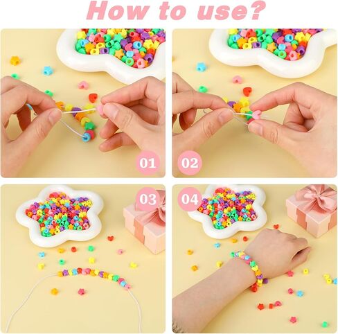 600pcs Heart Plastic Shaped Pony Beads Plastic Star Beads Bulk 9mm Large Hole Beads Multi Color Acrylic Beads for Jewelry Making Necklace Bracelets Earrings Hair Beads DIY Crafts Supplies in Saudi Arabia