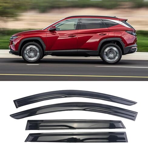 واقيات المطر السوداء الخارجية لسيارة 2021 2022 2023 Hyundai Tucson، منحرفات النوافذ الجانبية المتينة in Saudi Arabia