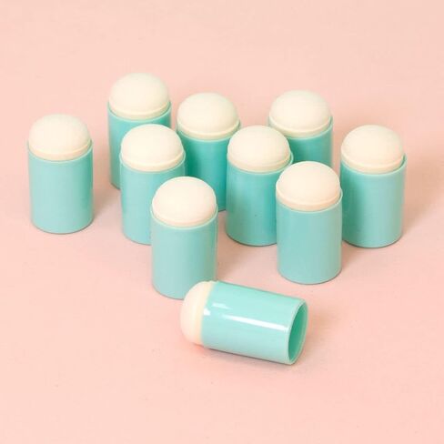 Craftelier - مجموعة من 10 إسفنجات كشتبان للصباغة والخلط والتطبيق ومزج الألوان | الحجم: Ø 1.7 سم، كشتبان: 2.8 سم × 1.7 سم | اللون الفيروزي والأبيض in Saudi Arabia