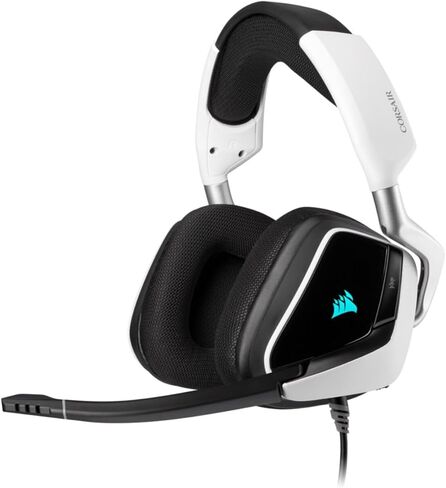 سماعة الألعاب اللاسلكية Corsair Void Pro RGB (إضاءة RGB قابلة للتخصيص، زمن استجابة منخفض 2.4 جيجا هرتز لاسلكي، صوت محيطي 7.1 دولبي، ميكروفون أحادي الاتجاه محسّن) - أبيض in Saudi Arabia