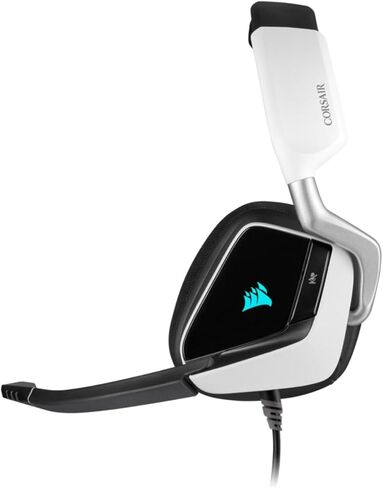 سماعة الألعاب اللاسلكية Corsair Void Pro RGB (إضاءة RGB قابلة للتخصيص، زمن استجابة منخفض 2.4 جيجا هرتز لاسلكي، صوت محيطي 7.1 دولبي، ميكروفون أحادي الاتجاه محسّن) - أبيض in Saudi Arabia