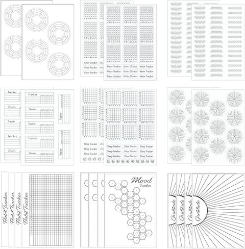 ملصقات مخطط تعقب العادة - × 24 ورقة ملصقات للعادة - لوازم يومية لتتبع الماء والنوم والأهداف والإنتاجية والامتنان والمزاج والمزيد - تعقب العادات الأسبوعية والشهرية in Kuwait