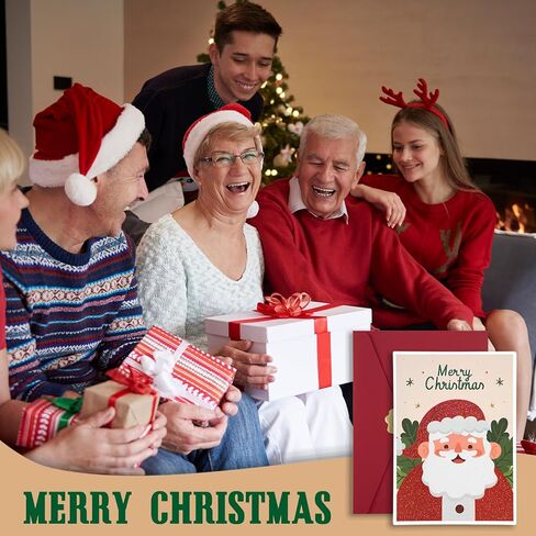 بطاقات عيد الميلاد مع مظاريف AZAZA-مظاريف حمراء مظاريف خضراء (3 تصاميم، 3 بطاقات و4 مظاريف) بطاقات سانتا كلوز، بطاقات شجرة عيد الميلاد، أظرف 5x7 للدعوات in Kuwait