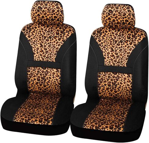 AUTOFAN Leopard Car Seat Covers Full Set with Steering Wheel Cover 2 Seat Belt Pads, Cheetah Print Seat Covers for Cars for Women,Airbag Compatible,Universal Fits for Cars,SUV,Truck in Saudi Arabia