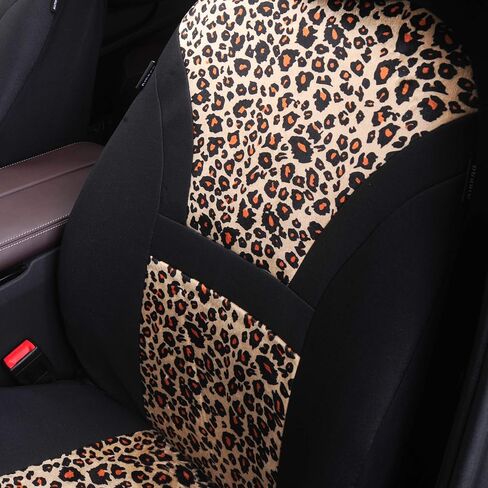 AUTOFAN Leopard Car Seat Covers Full Set with Steering Wheel Cover 2 Seat Belt Pads, Cheetah Print Seat Covers for Cars for Women,Airbag Compatible,Universal Fits for Cars,SUV,Truck in Saudi Arabia