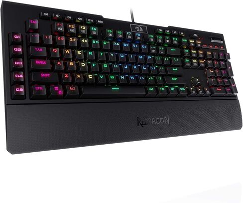 لوحة مفاتيح الألعاب الميكانيكية Redragon K586 RGB، 10 مفاتيح ماكرو مخصصة، تحكم مريح في الوسائط، ومسند معصم قابل للفصل، مفتاح أحمر in Saudi Arabia